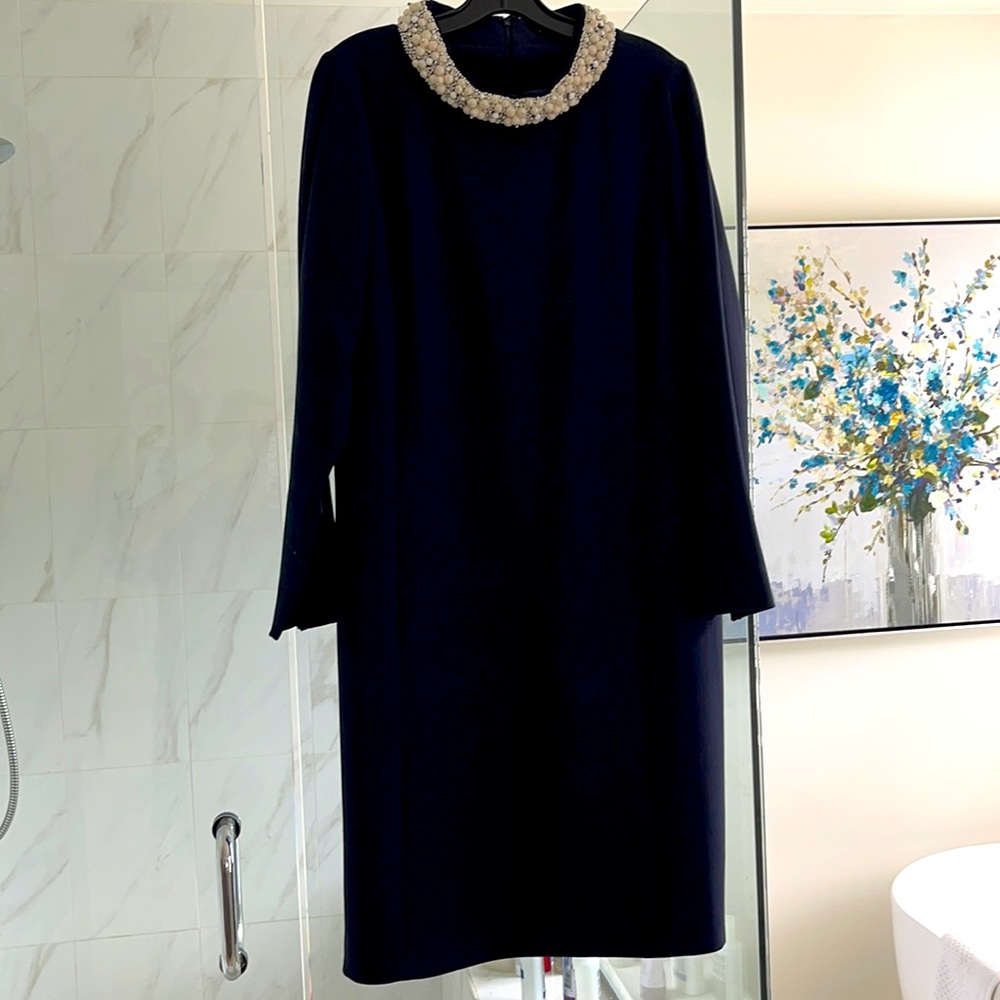 COPY - Navy blue Pearl beaded collar gorgeous detail on the Pearl collar.